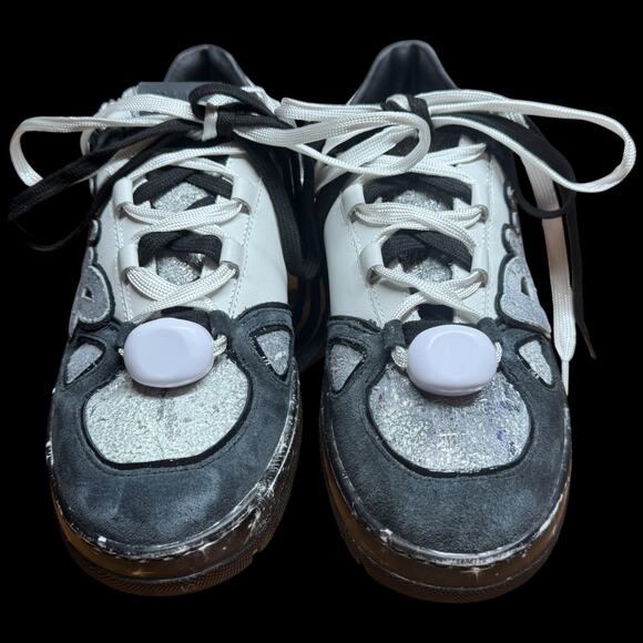 P448 George Stella Low Top Women's EU 41 US 10-10.5 Sneakers Black White Shoes - Picture 8 of 13